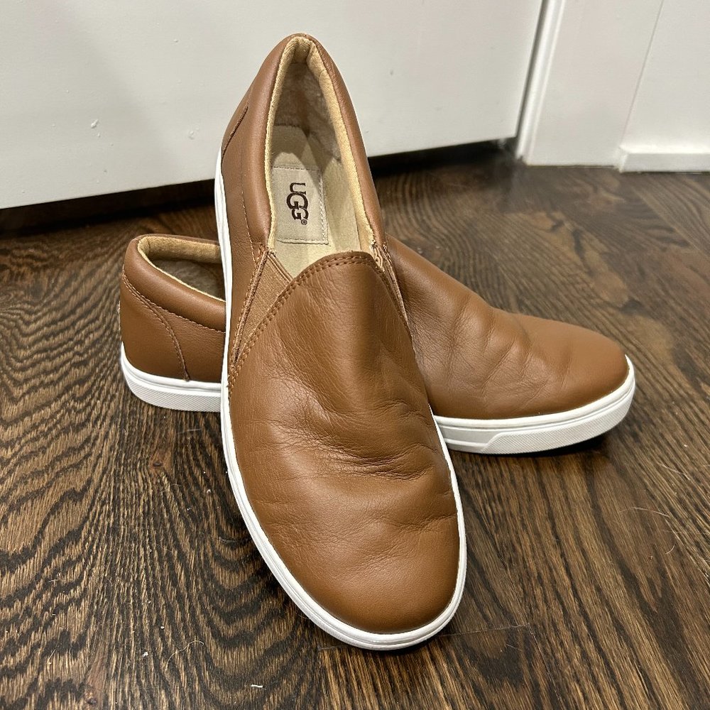 ugg brown leather loafers